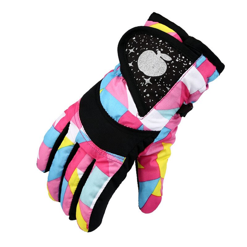 Children Kids Winter Warm Solid Color Gloves Boy Girls Ski Long-sleeved Mitten Windproof Skiing Snowboard Gloves Riding Gloves: Parquet / L