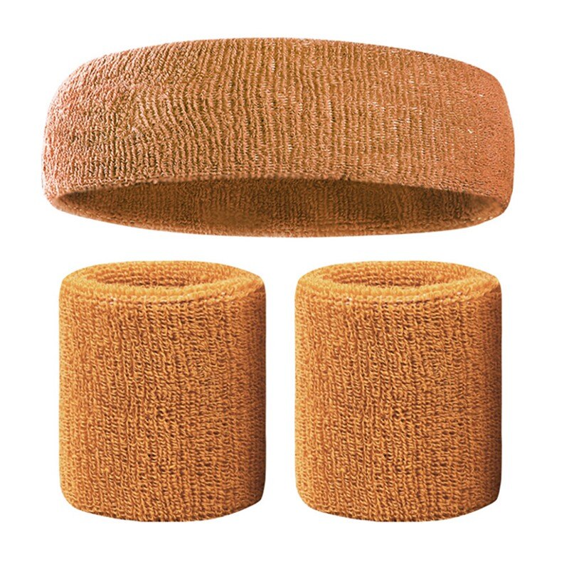 Pols Sport + 1 Pc Hair Band Wrap Bandage Fitness Hand Ademend Zweet Ondersteuning Polsband Absorberende Hoofd Wrap Katoen Set: X