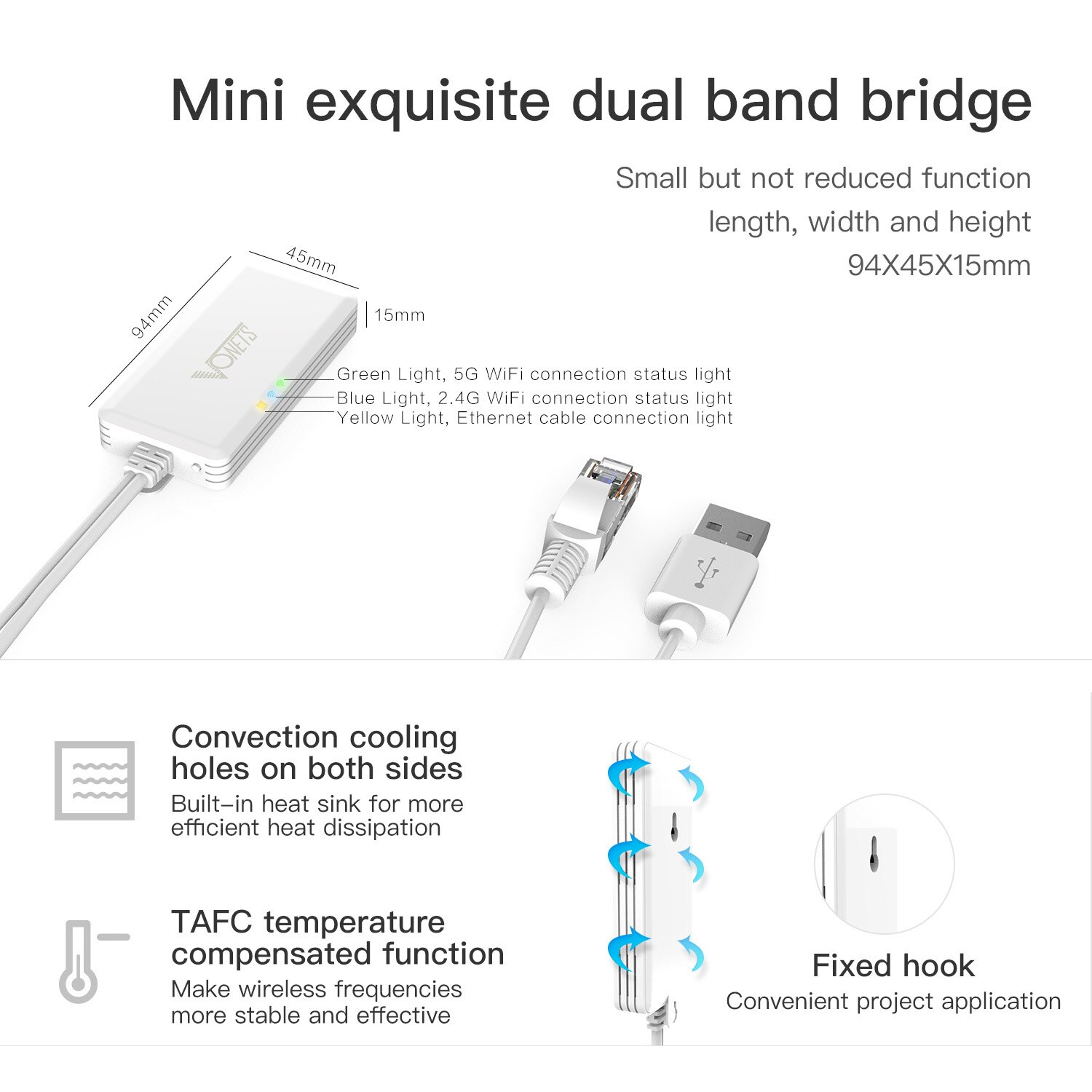 VONETS 5g/2.4g 900 Mbps Mini Wireless Wifi Bridge Repeater Pocket 300 mbps (2.4g) 900 Mbps (5g) Dual frequentie AP Modi WiFi