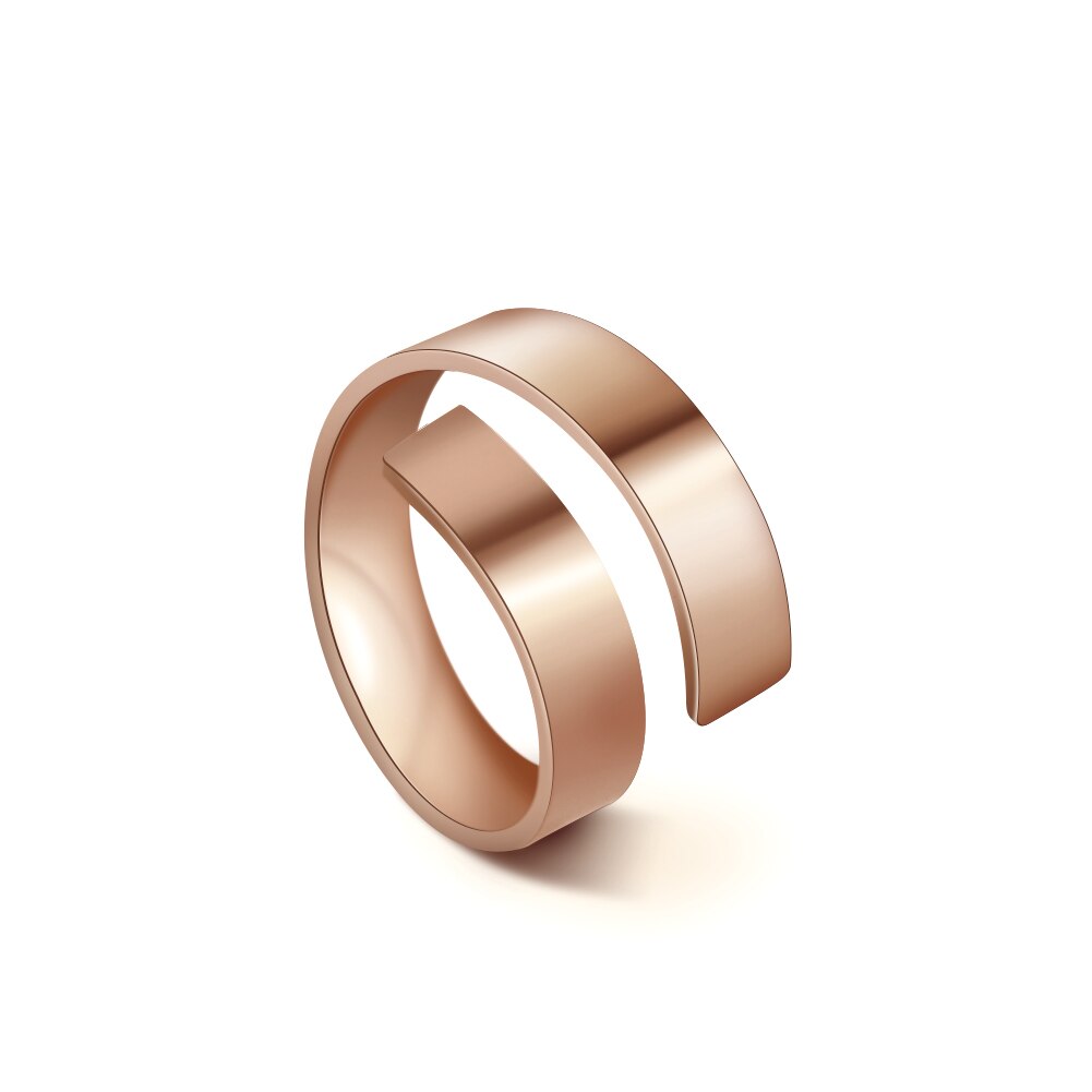 Unift regolabile in acciaio inossidabile aperto lucidato anello a spirale per le donne stile semplice gioielli di moda accessori minimalisti regali: Rosegold