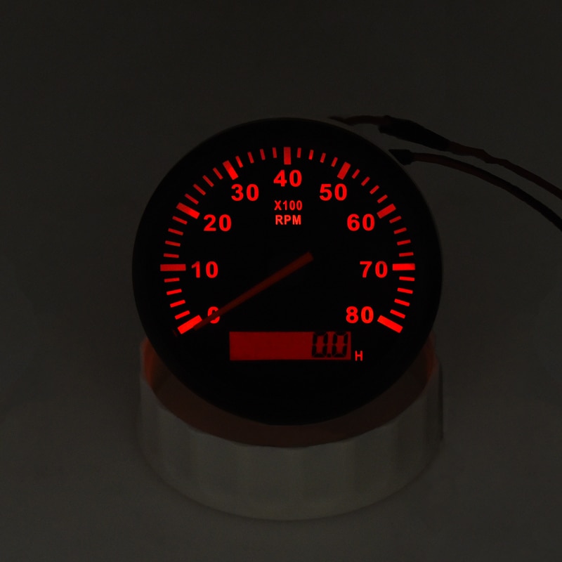 8000 rpm Boat Tachometer RPM Tacho Hour Meter 85mm Car Marine Tacho meter Gauge Diesel &amp;Gasoline Engine RPM Gauge 12V/24V