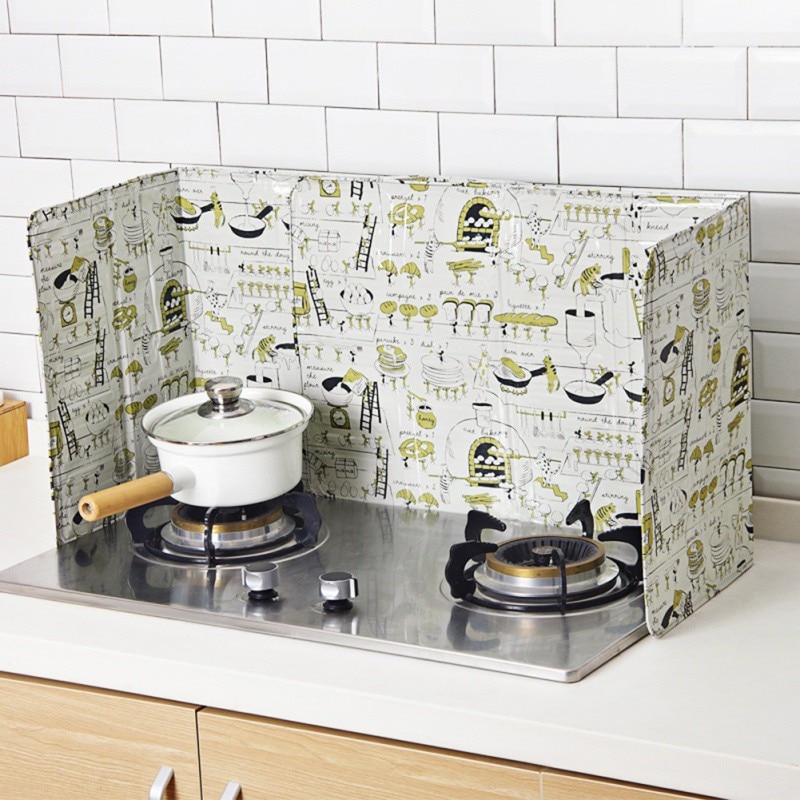 Kitchen Cooking Frying Pan Oil Splash Screen Cartoon Splatter Shield Guard Oil Divider Splash Proof Baffle Tool Gas Stove Cover