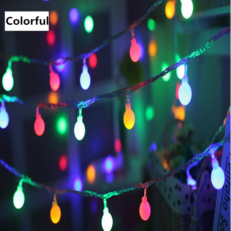 Bruiloft Decor Festoen Led String Lights Battery Power Kerst Led Bal Guirlande Verlichting Decoratie Boom Lichten Outdoor: Ball Colorful / 6m 40led