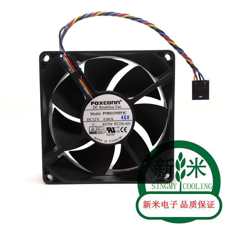USED FOXCONN 9032 PV903212PSPF 0C 12V 0.60A 4lines ATX cooling fan