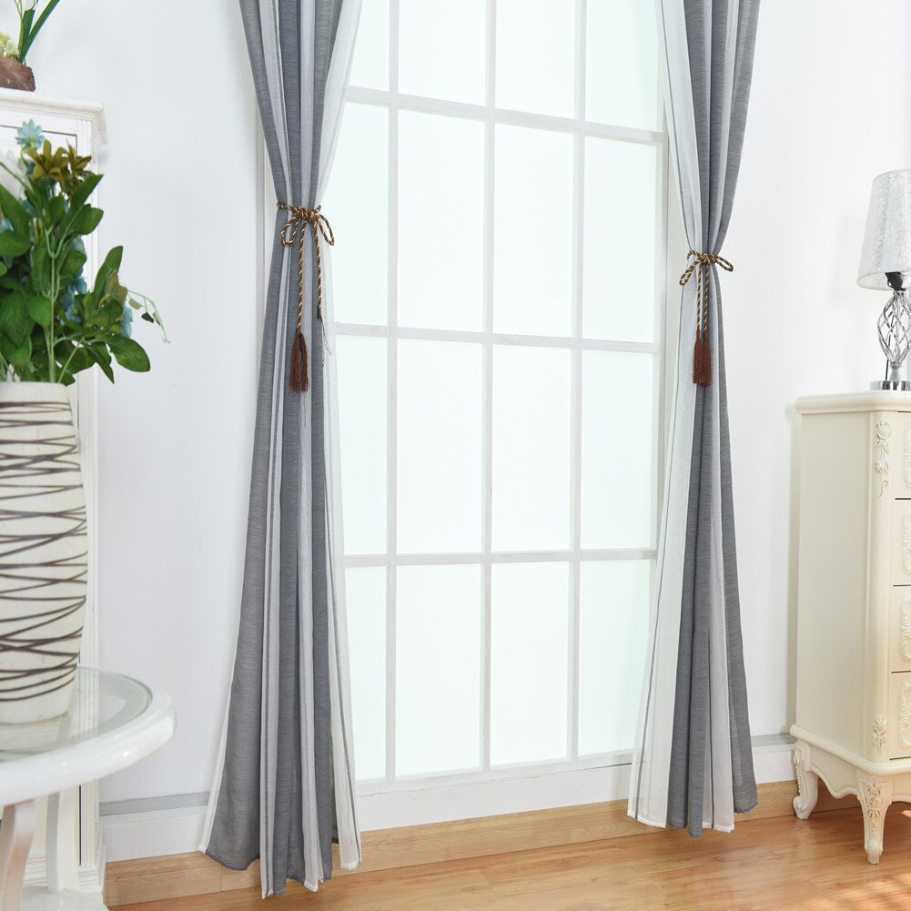 Écharpe de panneau pur de balcon en gaze | Beau rideau uni doux Simple rayé pour chambre à coucher, porte fenêtre de décoration de la maison https://www.aliex