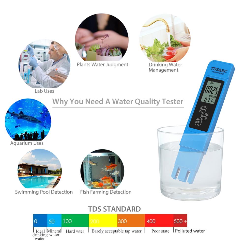 Tanice multifunktionel vandrenheds temperaturmåler digital tester med lcd temp ppm test til overvågning af drikkevand