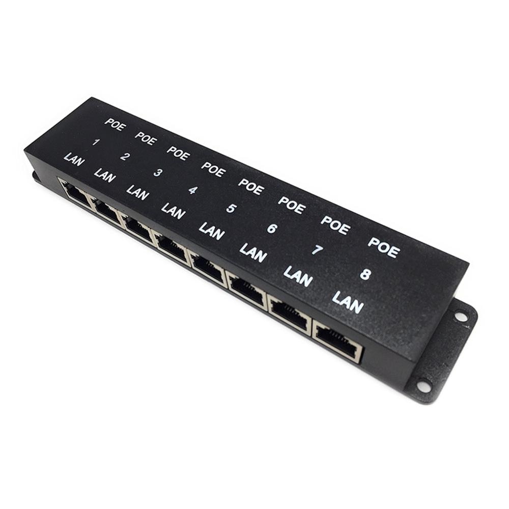 Passive POE injector 8 port black 10/100 Mbps Power over Ethernet PoE patch panel for Ubiquiti, Mikro Tki, OpenMesh