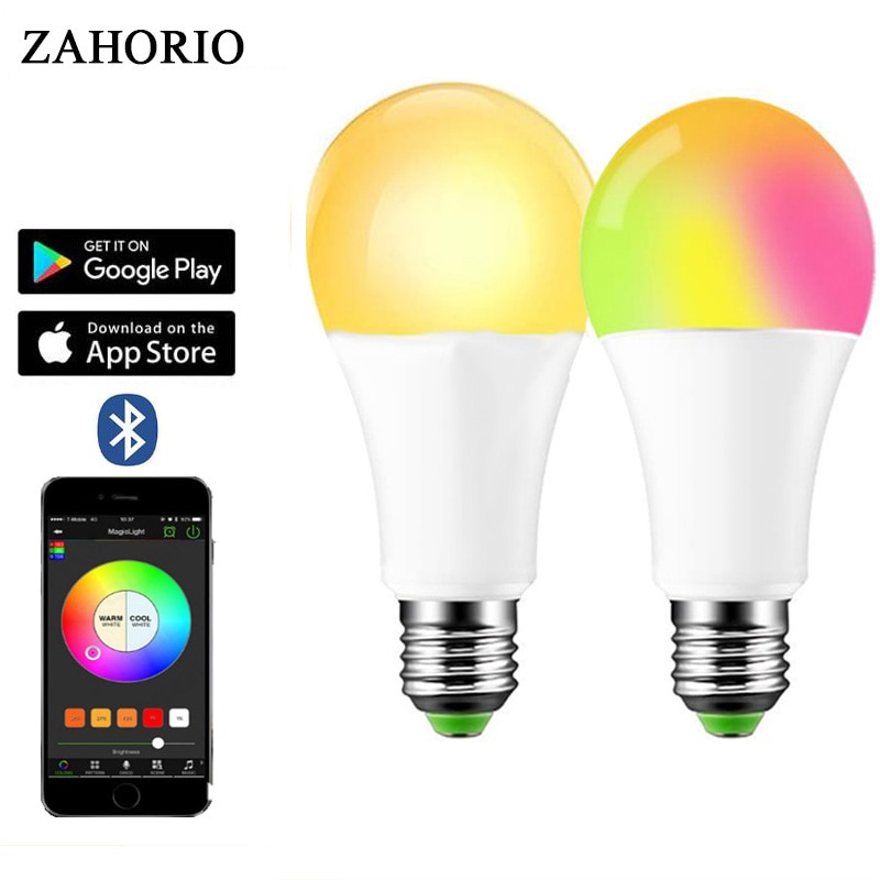 15W Bluetooth Smart Lamp LED 5W 10W RGB Magic Lamp E27 Kleur Verandering Gloeilamp Smart home Verlichting Compatibel IOS/Android