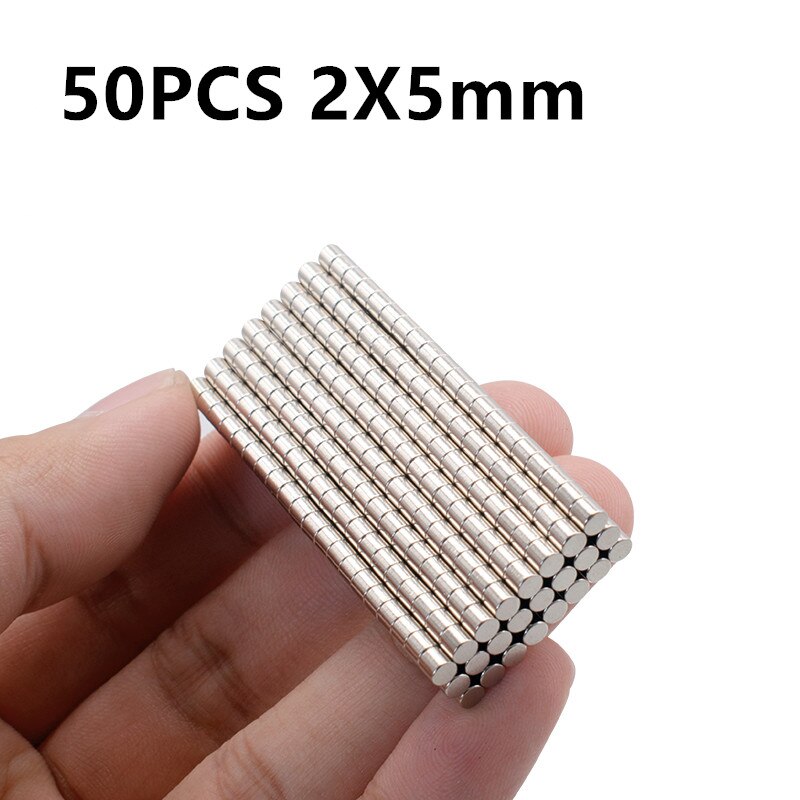 20 50 100PCS 2x1 2x2 2x3 2x5 2x10mm Magnet N35 Rare Earth Strong Neodymium Permanent Magnet: 50PCS 2x5mm