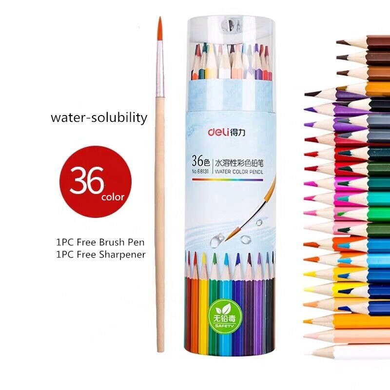 Sharkbang 12/24/36/48 Colored Pencil With Free Pencil Sharpener Lapis De Cor Artist Painting Sketch Oil Water Color Pencil Set: water-solubility 36