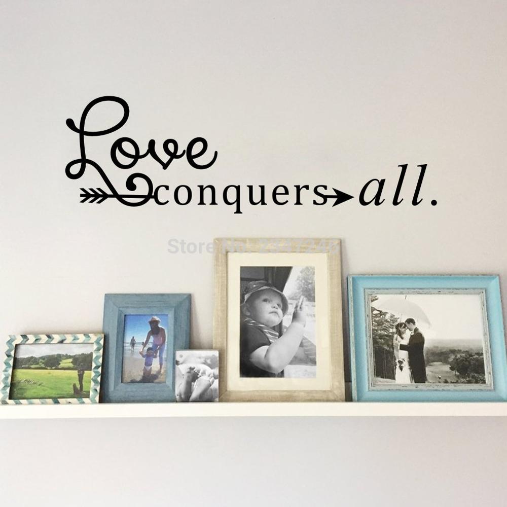 Liefde overwint alles citaten kunst vinyl muurschildering stickers voor woonkamer slaapkamer decoratie
