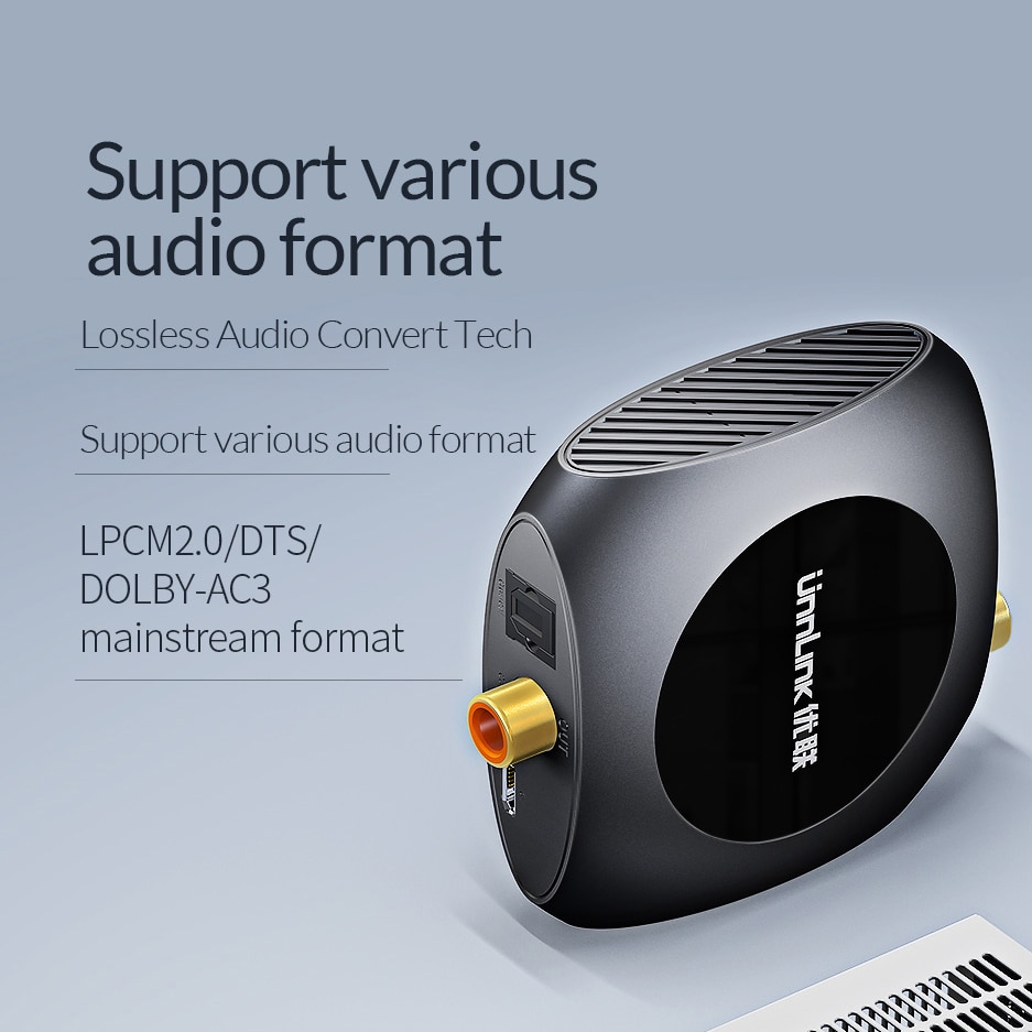 Unnlink Optical Toslink To Coaxial Bidirectional Audio Converter HiFi 5.1 DTS Dobly AC-3 192KHZ SPDIF Coaxial to Toslink for TV