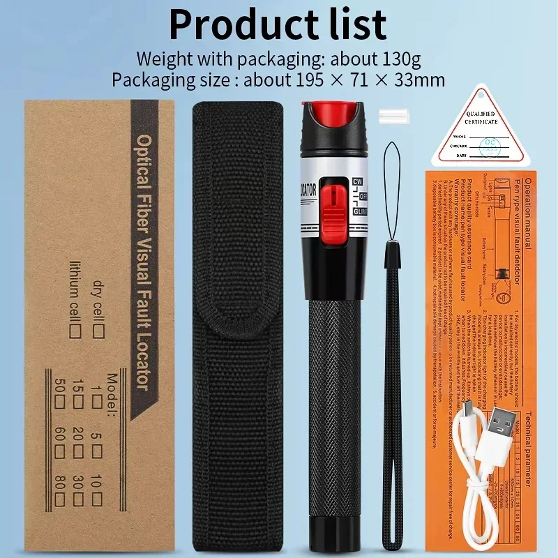 Tester de cabluri cu fibră optică vfl reîncărcabil comptyco 15 30 50mw( (opțional) localizator vizual de defecțiuni pentru baterii litiu reîncărcabil