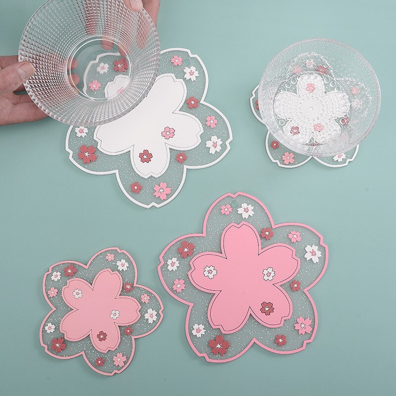 Cherry Blossom Isolatie Warmte Tafel Mat Anti-Slip Thee Cup Melk Mok Bloem Koffie Cup Coaster