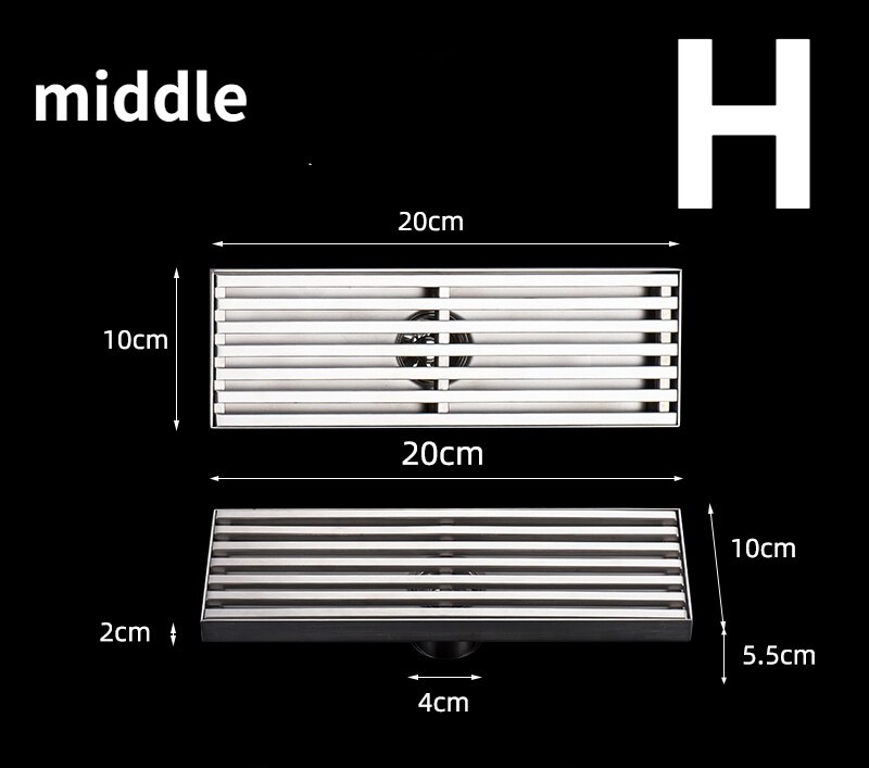 304 Stainless steel rectangular floor drain grate shower grill drain floor waste grate: H