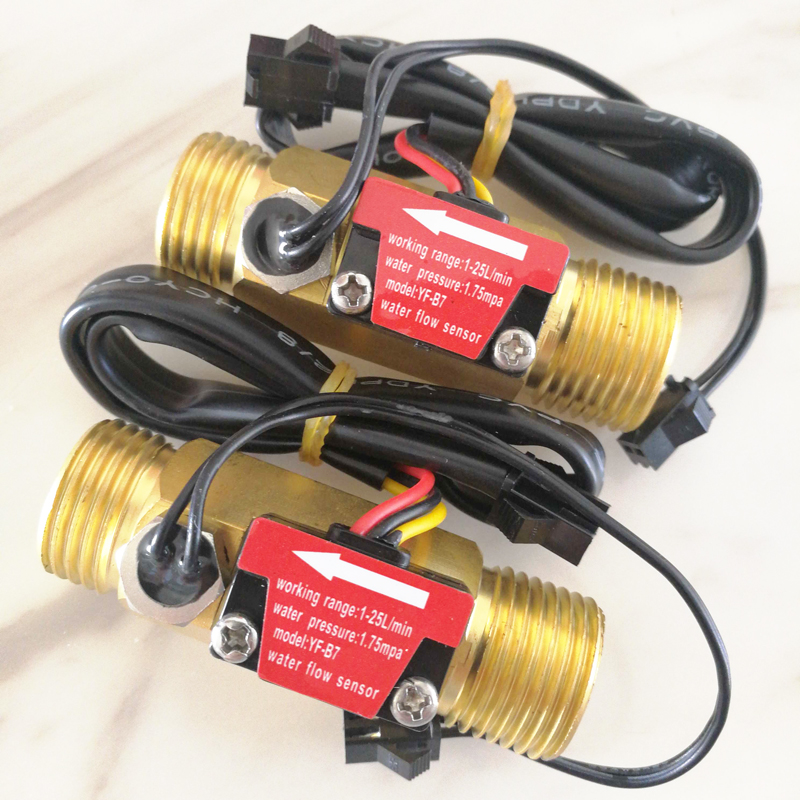 G1/2 Water flow sensor Hall flowmeter with temperature detection Metal copper shell flowmeter turbine flow meter Copper sensor