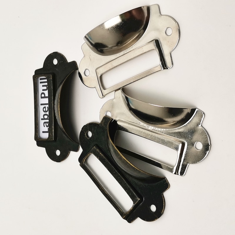 5 Stks/partij Antiek Messing Brons Metalen Label Pull Frame Handvat Bestand Naam Kaarthouder Voor Meubels Kast Lade Doos case Bin