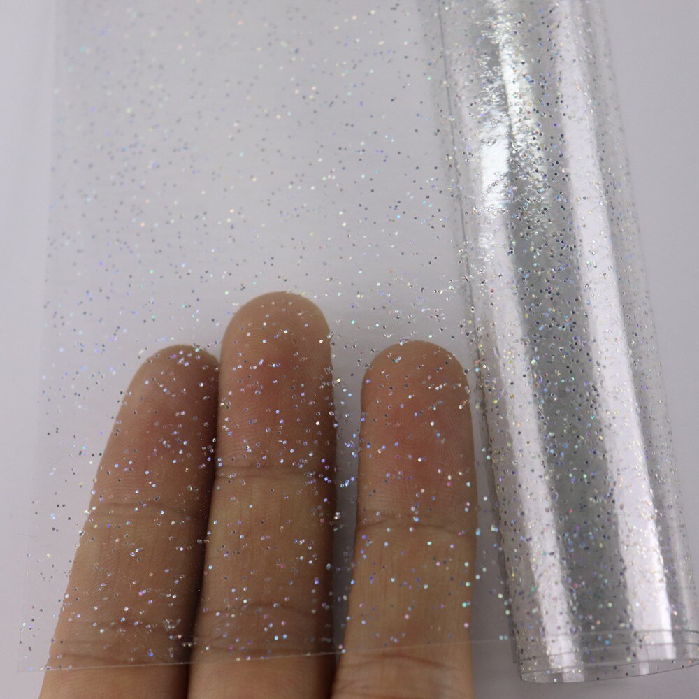 30x120cm rollen transparent Mit funkeln Pulver PVC Gelee Vinyl Stoff Leder Für HandbBages BöGen Hause Dekoration DIY: 6