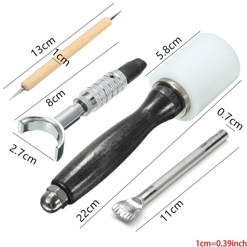 25 st läder präglingsverktyg manuell hantverkssats kit olika form stämplar set sadel gör diy punch trä hammare fasning