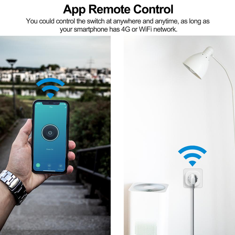Girier smart plug  eu 10a med strømmonitor wifi strømstik stikkontakt timing/voice/tuya app kontrol fungerer med alexa google home