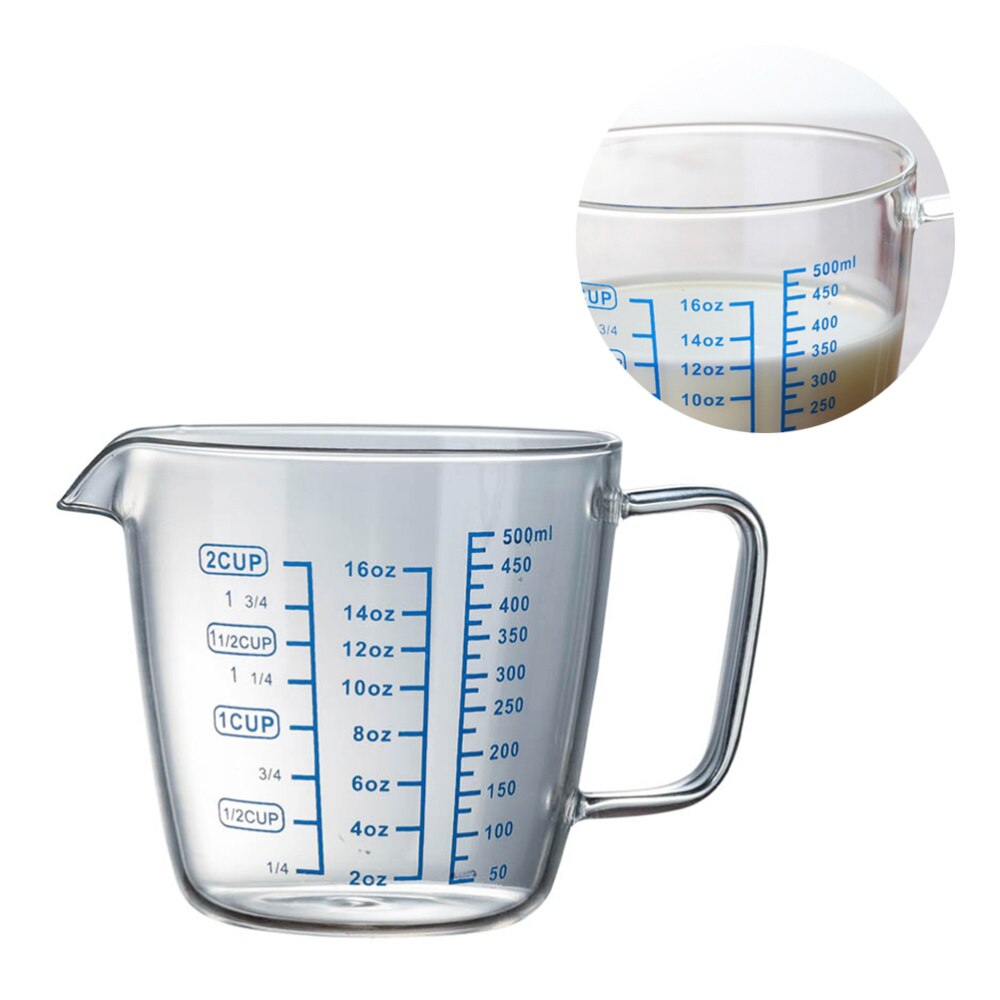 1PC 500ml Heat-resistant Glass Measuring Cup Children's Cup with Scale Microwave Measuring Cup Transparent Scale Cup