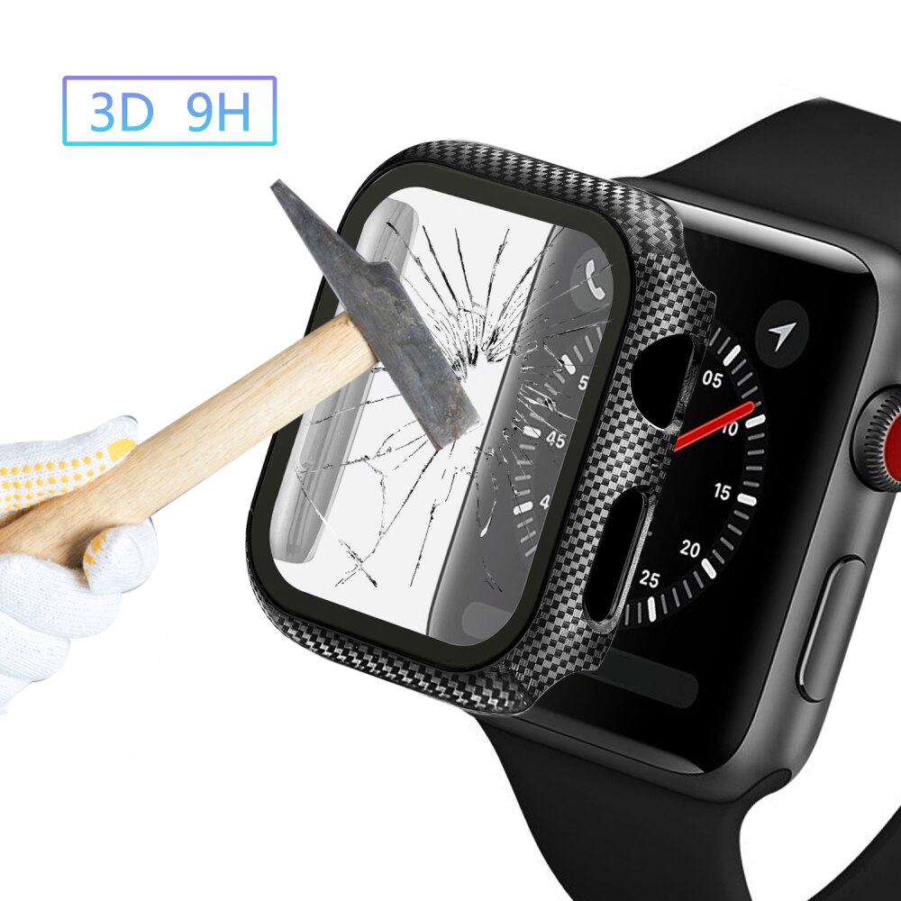 Horloge Cover Carbon Fiber Pc Protector Case Voor Apple Horloge 5 4 3 2 1 42 Mm 38 Mm Clear screen Voor Iwatch 44 Mm 40 Mm Protector Case