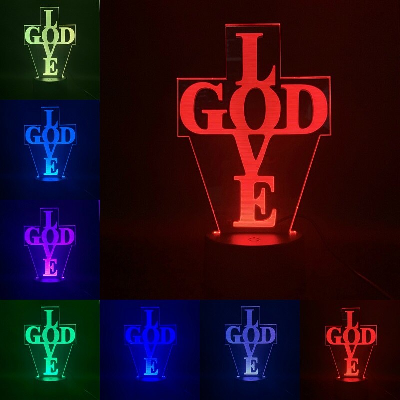 VCity Christian série 3D lampe croix jésus Bible veilleuse acrylique plaque tactile Base à distance décor à la maison pour ami