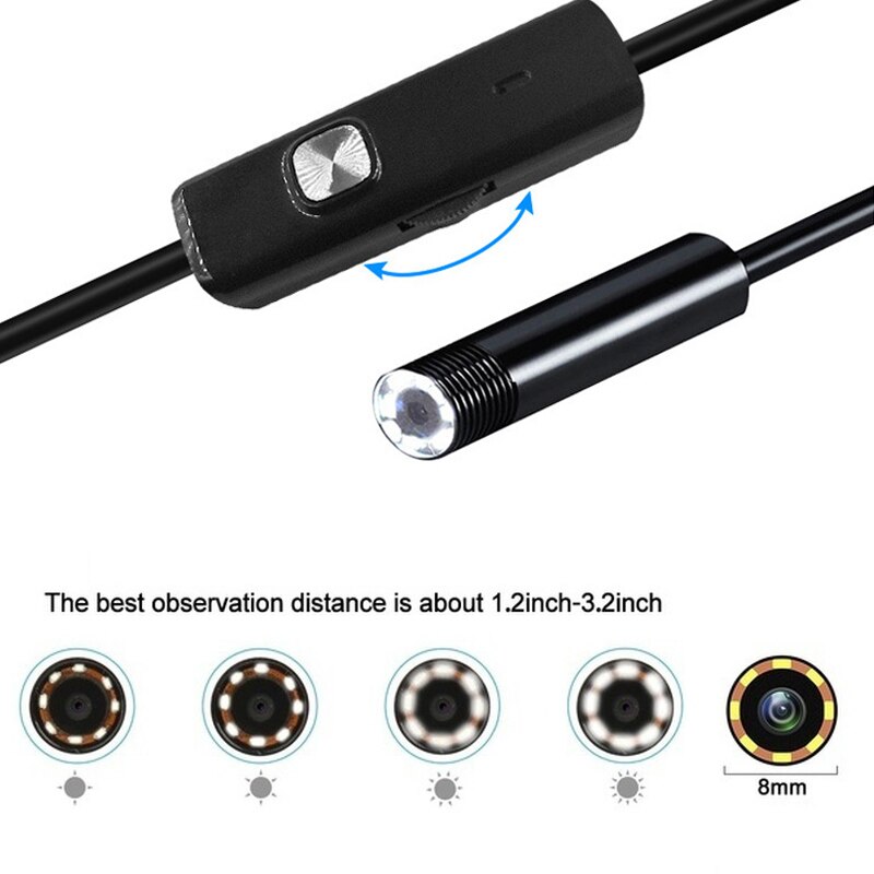 1 ~ 10M 8LEDs 1200P Endoskop Kamera 8mm flexibel Wasserdichte Inspektion Endoskop Kamera für Android-praktisch PC Notizbuch USB Kameras