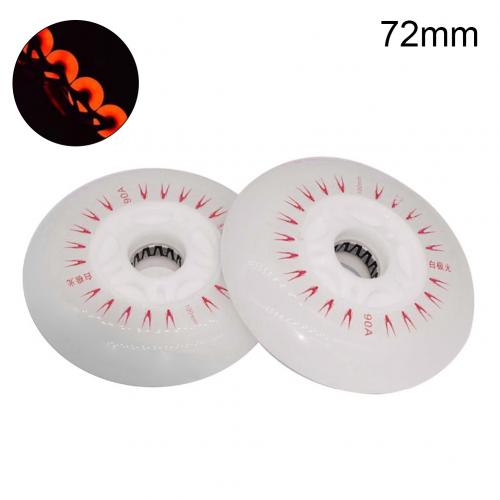 2 st 80/76/72mm in-line speed skate skating led ljus blinkande rullhjul skridskor sport rullskridskor för barn och vuxna: Röd 72mm