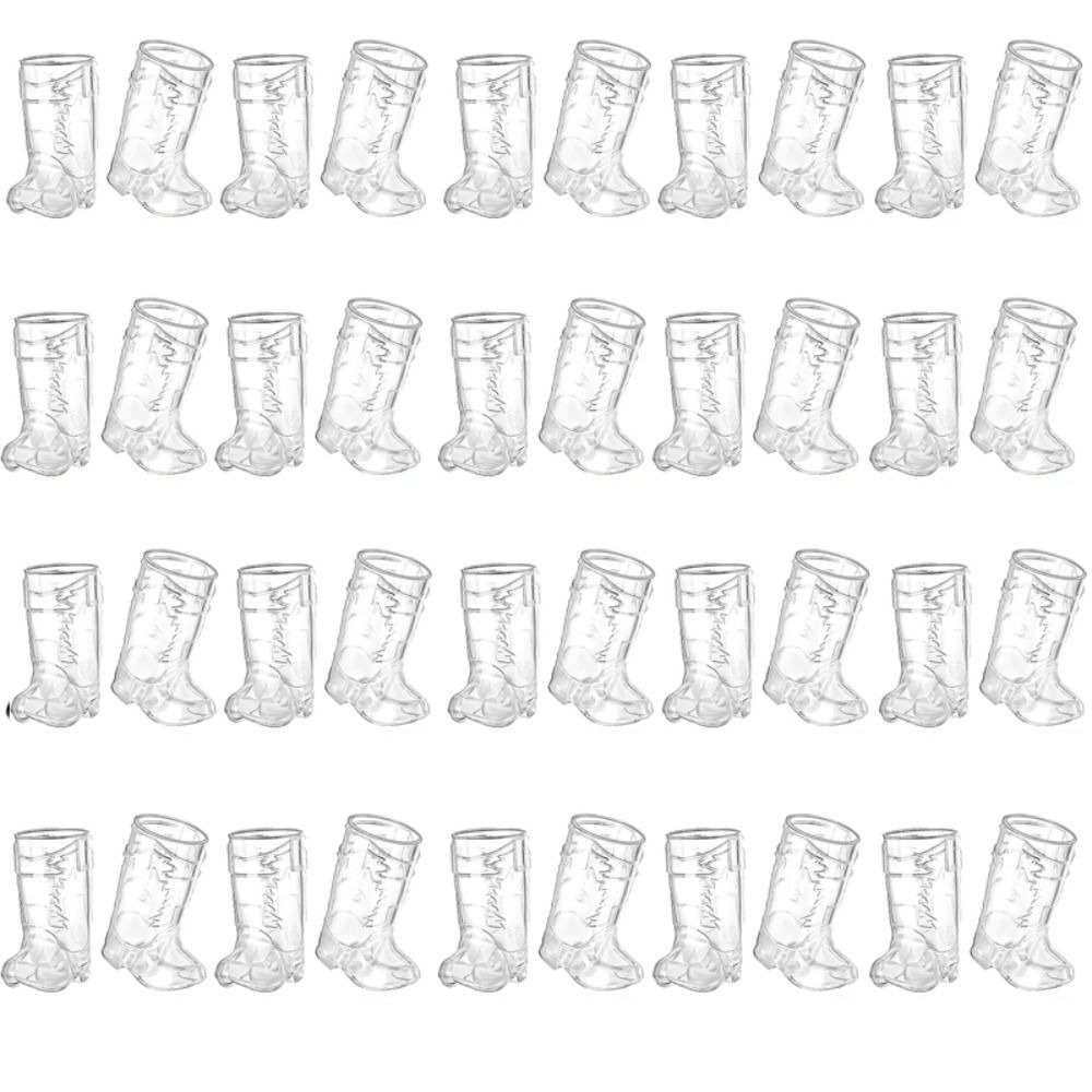 1/10 stk. 1 oz mini cowboystøvelglass, gjennomsiktige plastglass, drikkekopper, utdrikningslag: Hvit