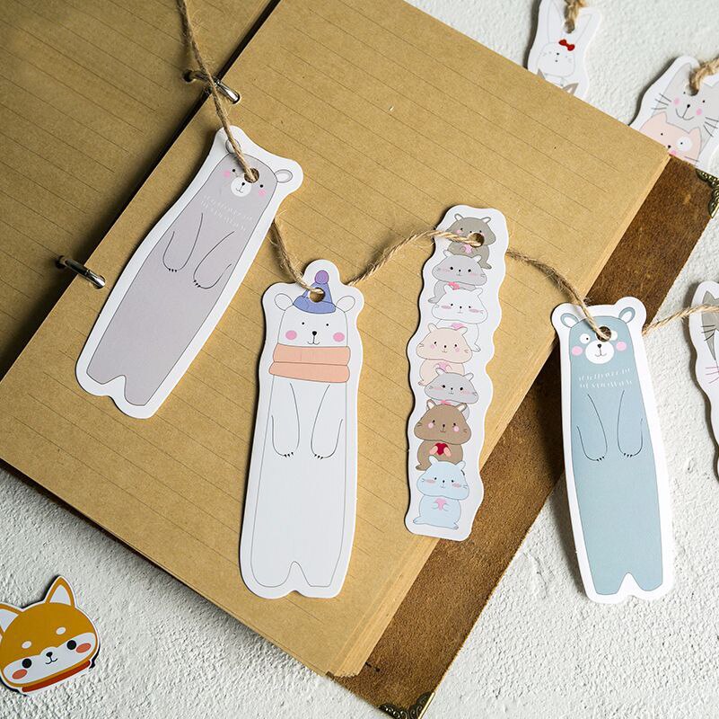 30Pcs/lot Lovely Cat Bookmark Paper Cartoon Animals Bookmark Promotional Stationery School Library Supplies