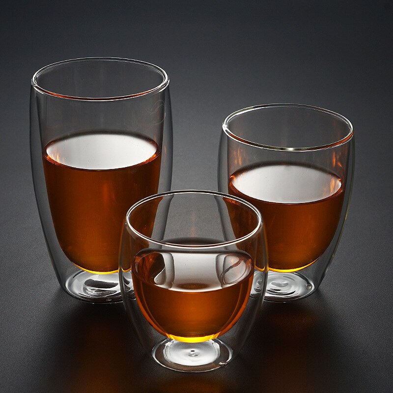 Dubbelwandig helder wijnglas in eivorm, anti-verbrandingsisolatie, melk, koffiemok, waterglas, beker, drinkgerei, whiskyglas