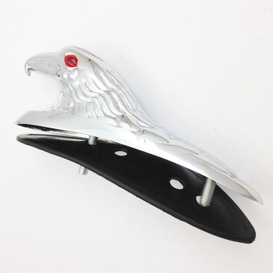 Aftermarket motorfiets onderdelen Motorfiets voorspatbord eagle head met rode ogen aluminium chrome 65mm Ornament