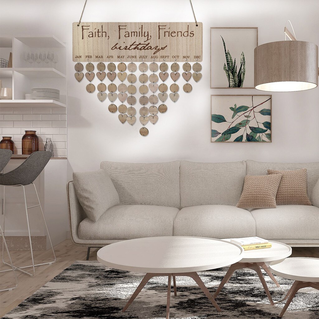 Family Birthday Card Plaque Diy Hanging Wooden Birthday Reminder Calendar Printing Wooden Calendar Hanging Decoration #35