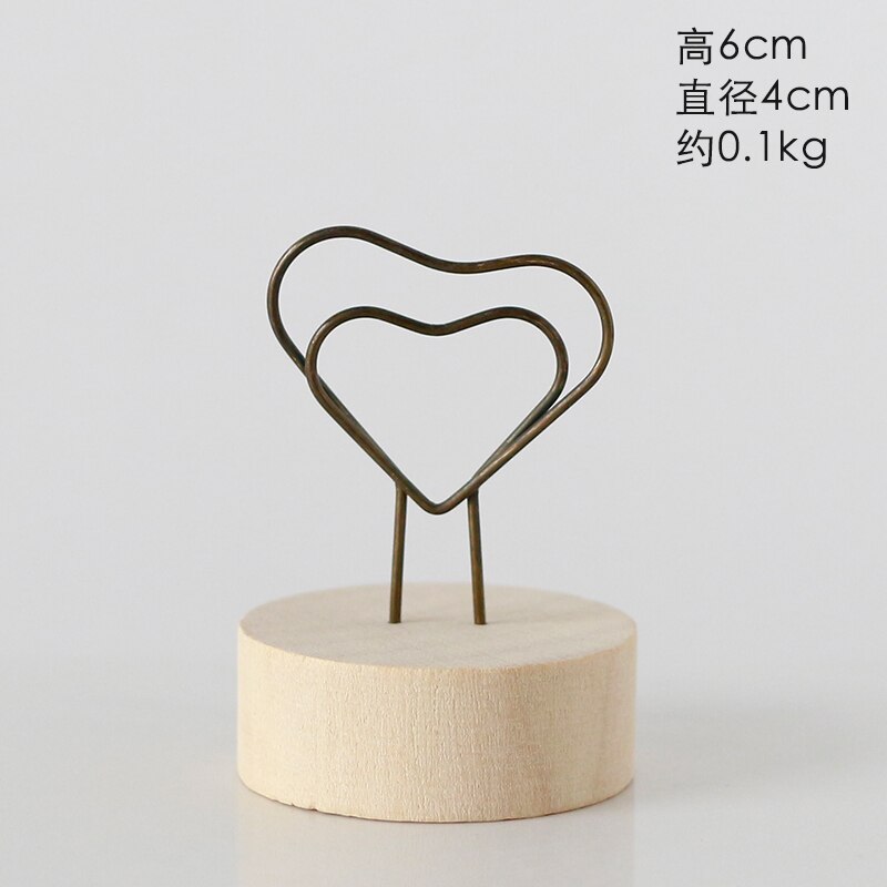Nordic simple modern wooden note holder home decorations Figurines message photo card holder WJ021935