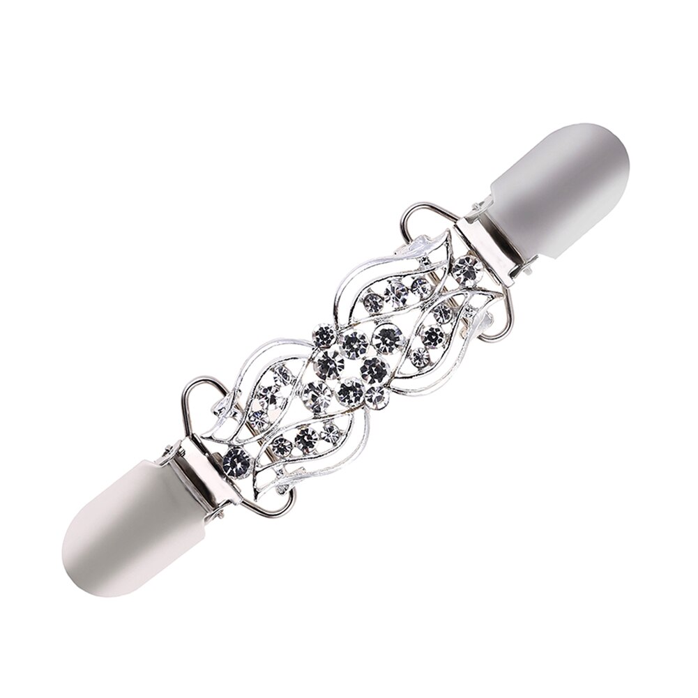 retro strass hohl damen brosche strickjacke zur Seite fahren Clip kragen schnalle schal brosche Clip schnalle glitzernd: Silber-