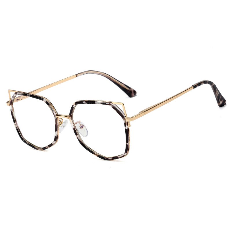 Monturas para gafas TR90 para mujer, lentes ópticas a la con de gato, Anti azul, 48265: C4Leopard