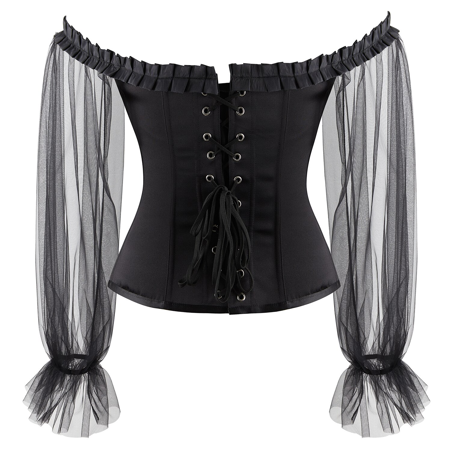 Corpiño gótico y corsé para adelgazar la cintura, corsé para mujer, Top, Blusa de manga larga, correa de modelado con hombros descubiertos
