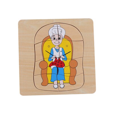 Multi Schichten Holz Puzzle Lebensdauer Zyklus von Mann Frau Frosch Sonnenblume Schmetterling Rätsel für freundlicher Montersial Wissenschaft Materialien: Frau