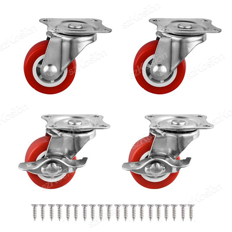 4Pcs Furniture Caster 1/1.25/1.5/2 inch PVC Universal Wheel Swivel Caster Roller Wheel For Platform Trolley Accessory Furniture: 3 inch / Pink