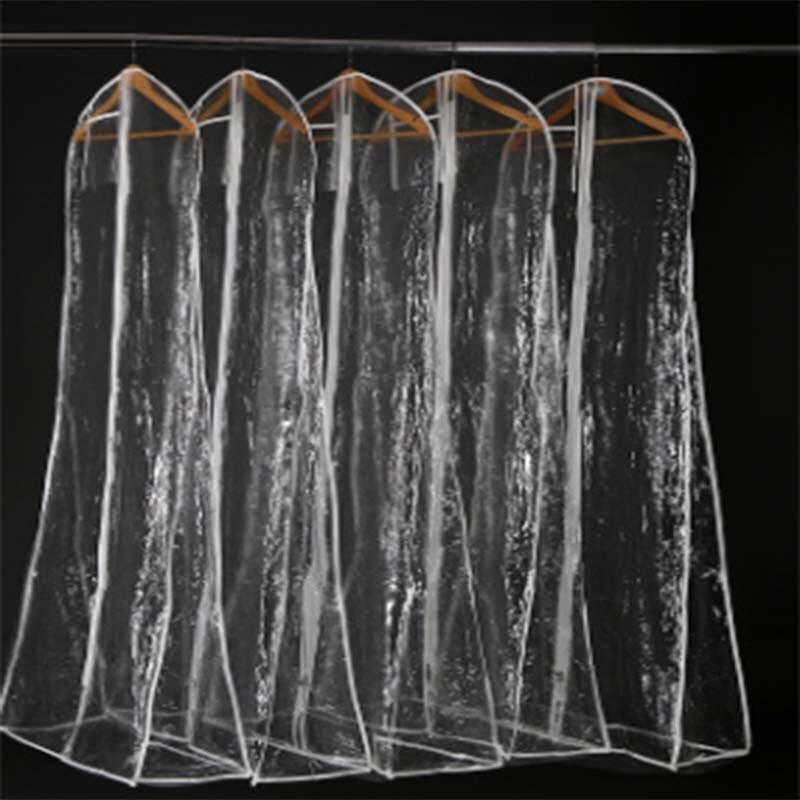 Gennemsigtig mesh garn brudekjole støvbetræk med lynlås brudekjole opbevaringstaske beklædningsgenstand tøjetui tøj støvtæt betræk: 1.8m