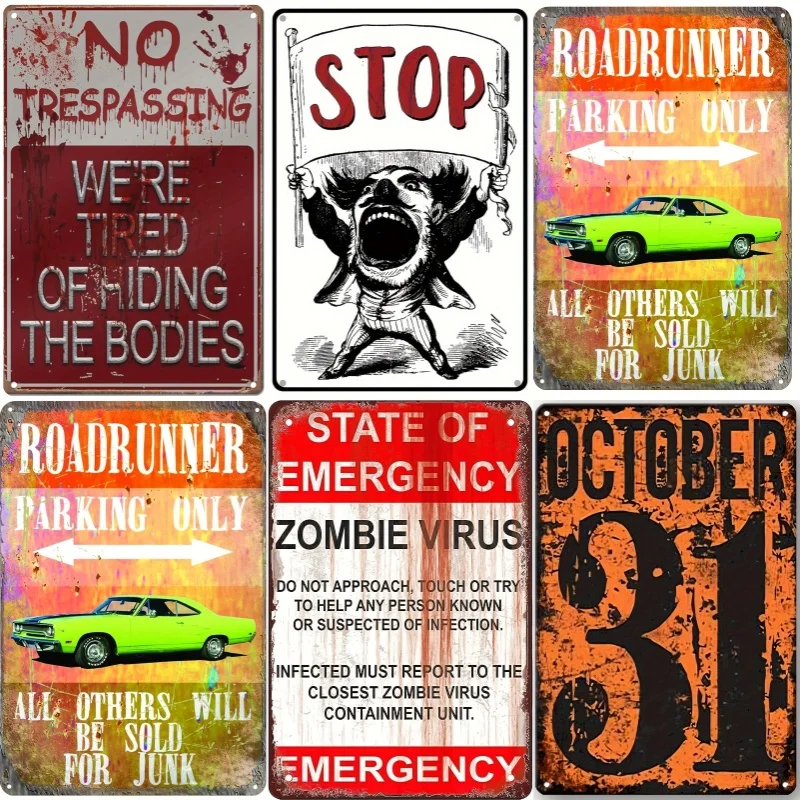 Vintage halloween-skilt kun til parkering, unikt stopskilt, finurlig kost, heksedekoration til køkken, soveværelse, café, bar, stue: Klar