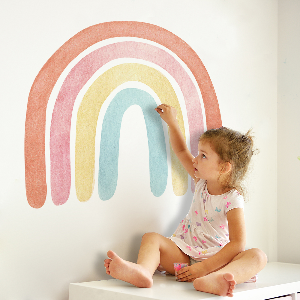 Babykamer Muurstickers Aquarel Regenboog Grote Size Muurstickers Kinderen Kinderkamer Nursery Home Decoratie Vinyl Pvc Decals