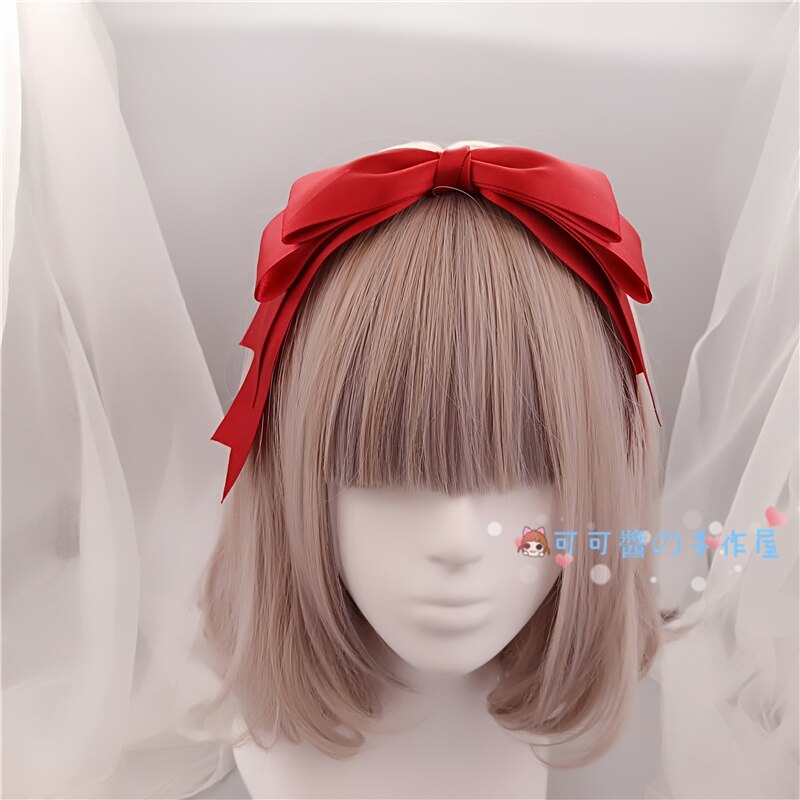 Lolita, diademas con lazo KC estilo japonés, dulces accesorios para el cabello de corazón para niñas, diadema Harajuku, tocado: Wine RED