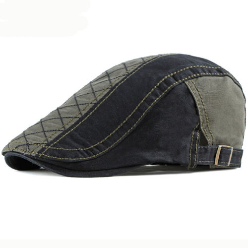 HT2412 100% Cotton Women Men Beret Cap Artist Painter Adjustable Newsboy Ivy Flat Cap Vintage Spring Summer Cap Hat Men Berets: Army Green