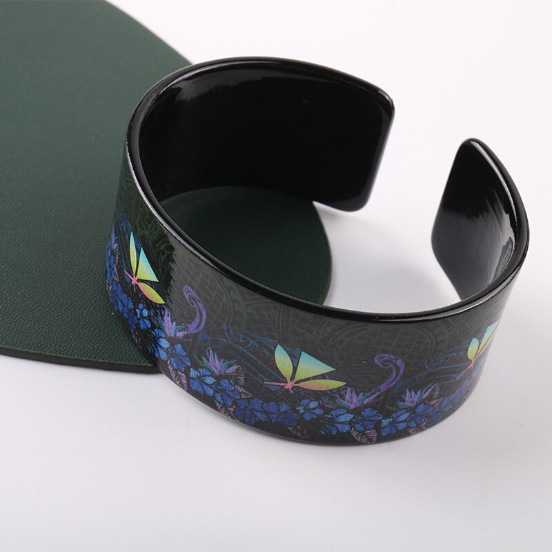 Bracelet manchette imprimé papillon et fleurs pour femmes et filles, Vintage, fête d'anniversaire, meilleur de noël,: nyn139-3