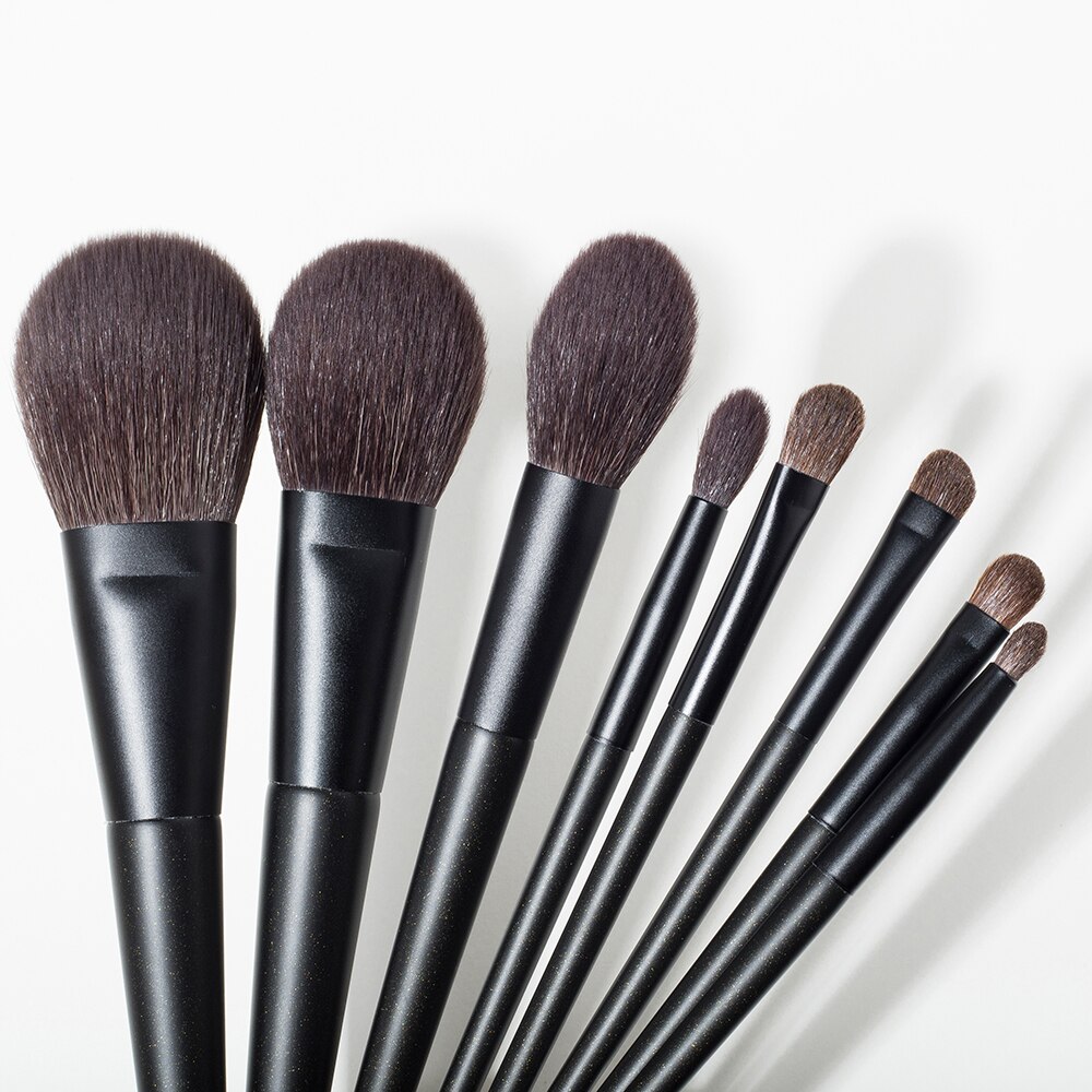 Shinedo 8 stk matt svart sminkebørster sett øyenskygge pudder blush krøll blanding pincel maquiagem