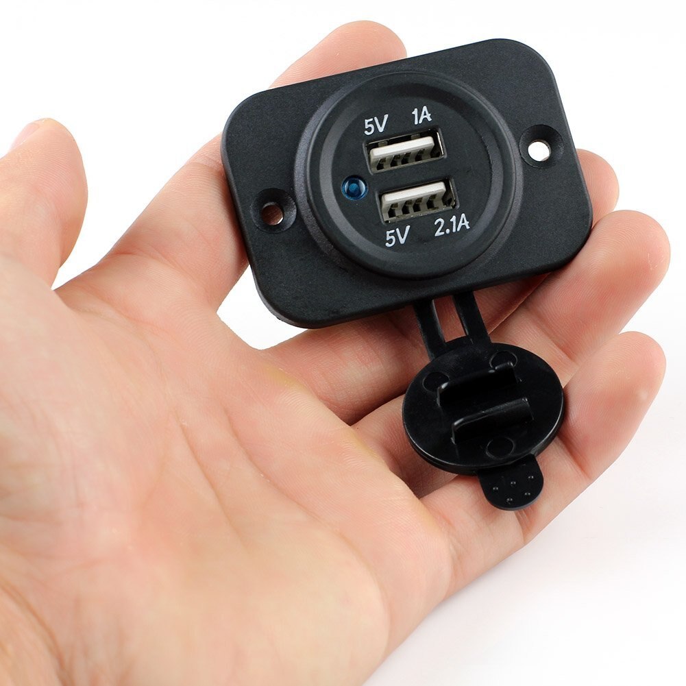 3.1 ampère universele autolader usb voertuig  dc12v waterdichte dubbele usb lader 2 poorts stopcontact voor auto boot marine motorfiets