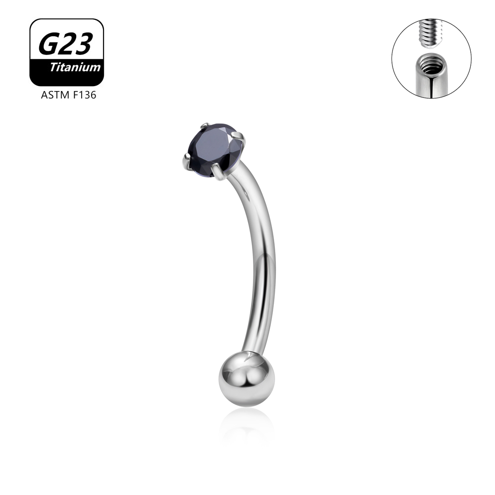 G23 titanio ASTM-F136 Piercings ceja hilo interno Piercings de cejas joyería del cuerpo para mujeres pendiente de circón