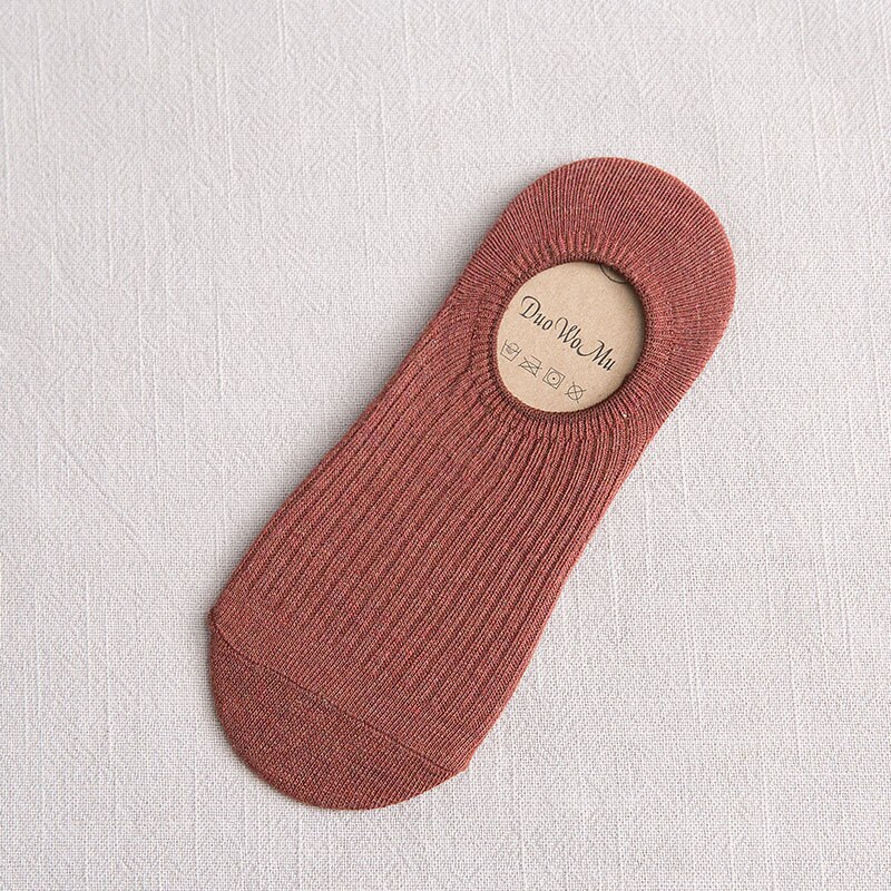 Spring Summer Solid Color Women Invisible Socks Cotton Double Needle Bar No Show Woman Socks Non-slip Kawaii Calcetines B003: 06